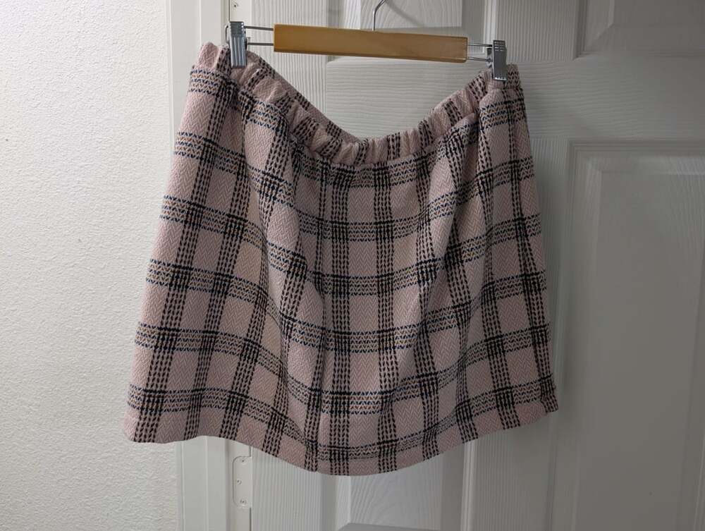 Wild Fable Plaid Mini Skirt Pink Tweed